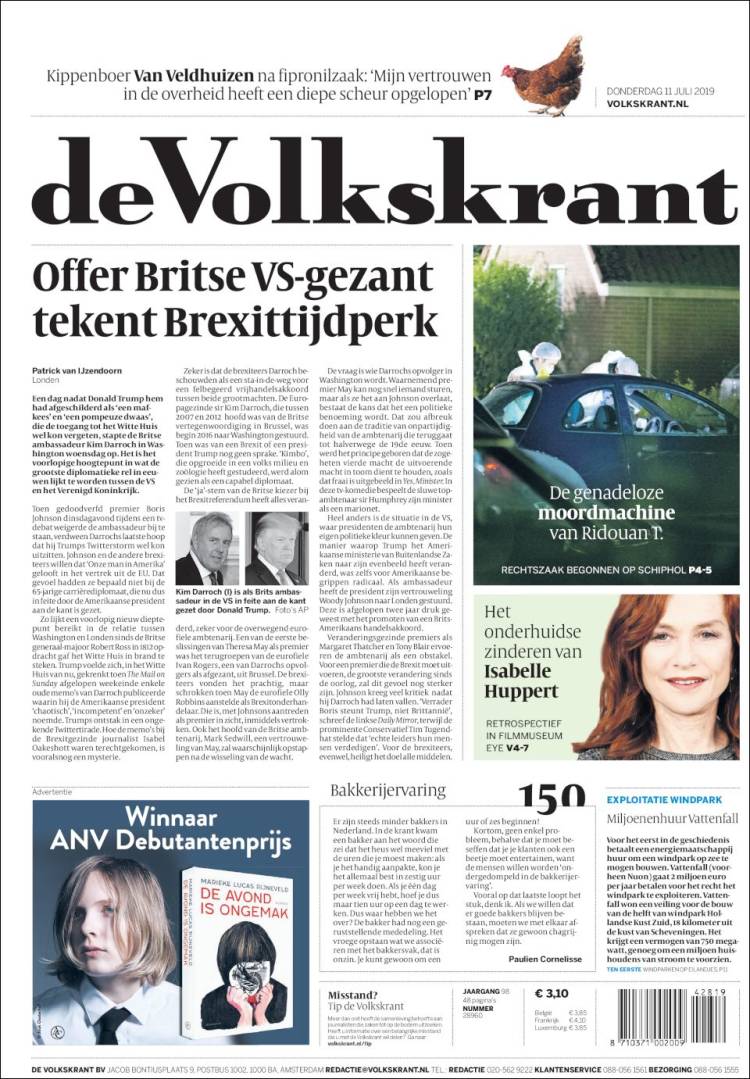 Portada de De Volkskrant (Pa&iacute;ses Bajos)