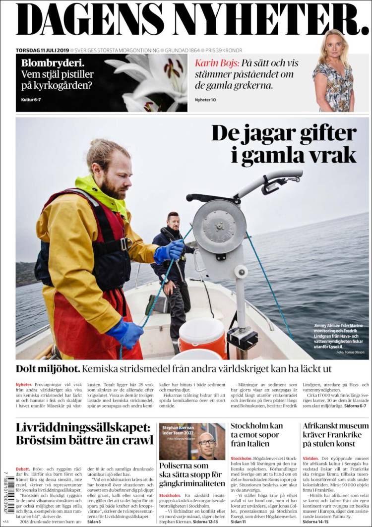 Portada de Dagens Nyheter (Suecia)
