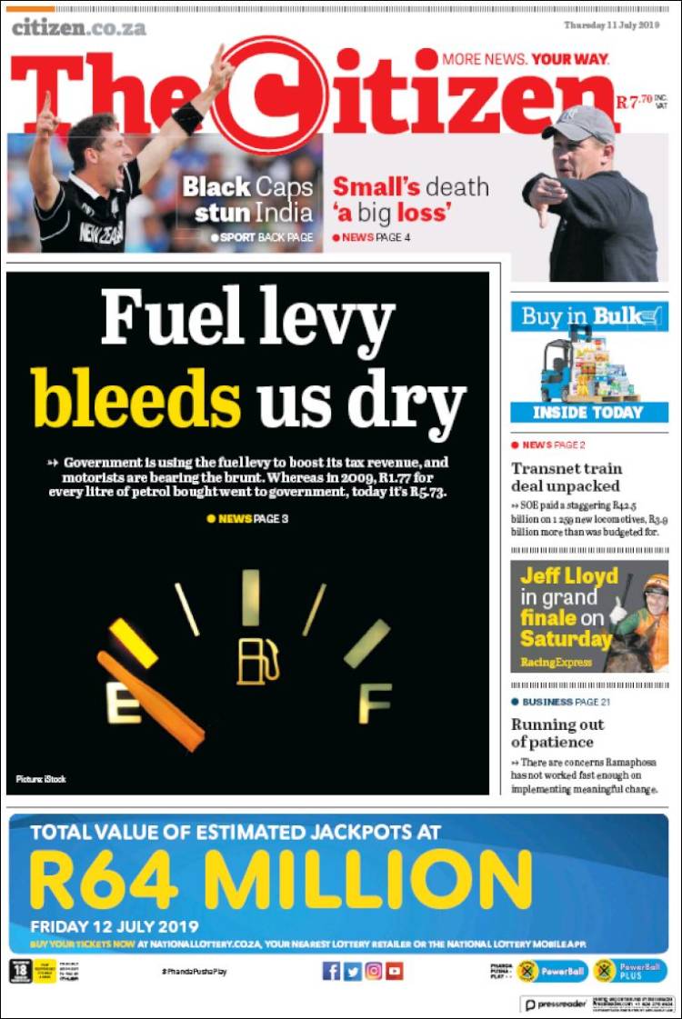 Portada de The Citizen (Sud&aacute;frica)