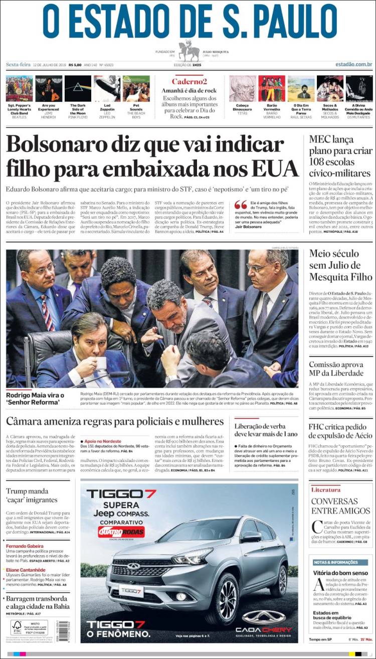 Portada de O Estado de São Paulo (Brésil)