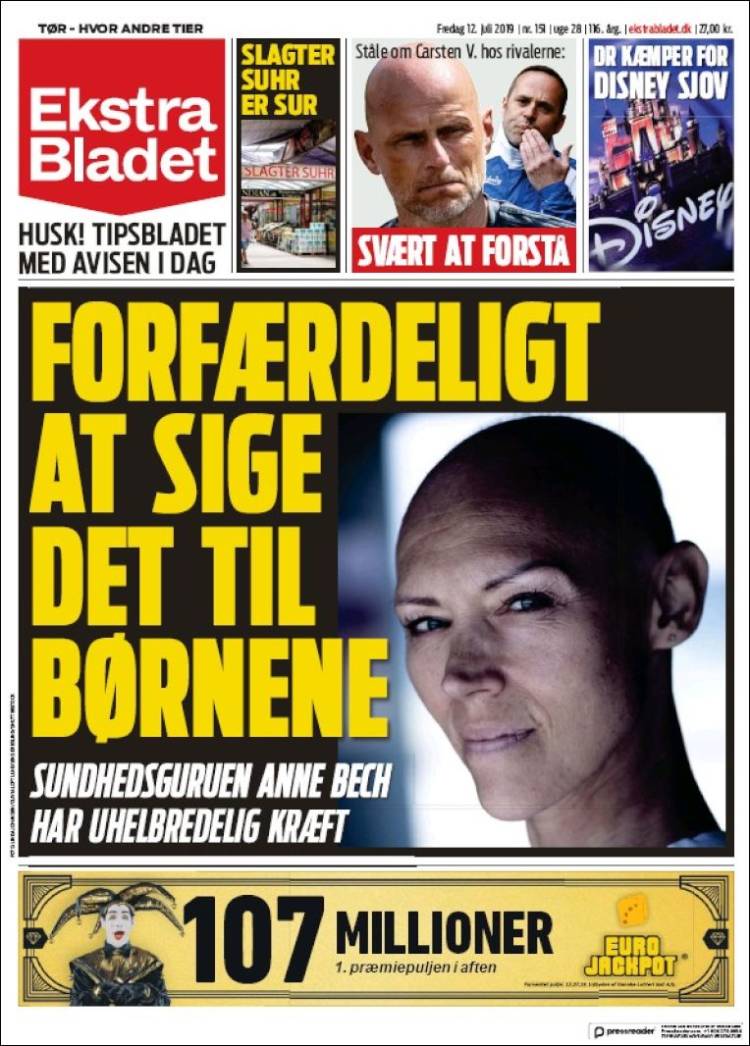 Portada de Ekstra Bladet (Dinamarca)