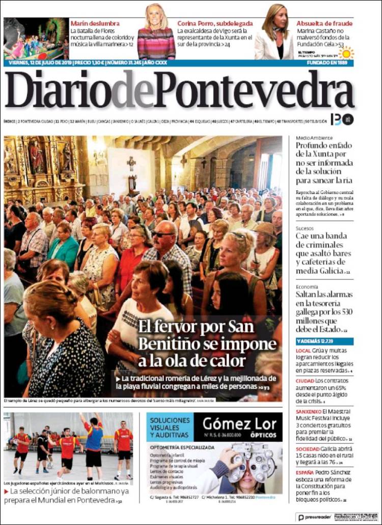 Portada de Diario de Pontevedra (Espa&ntilde;a)