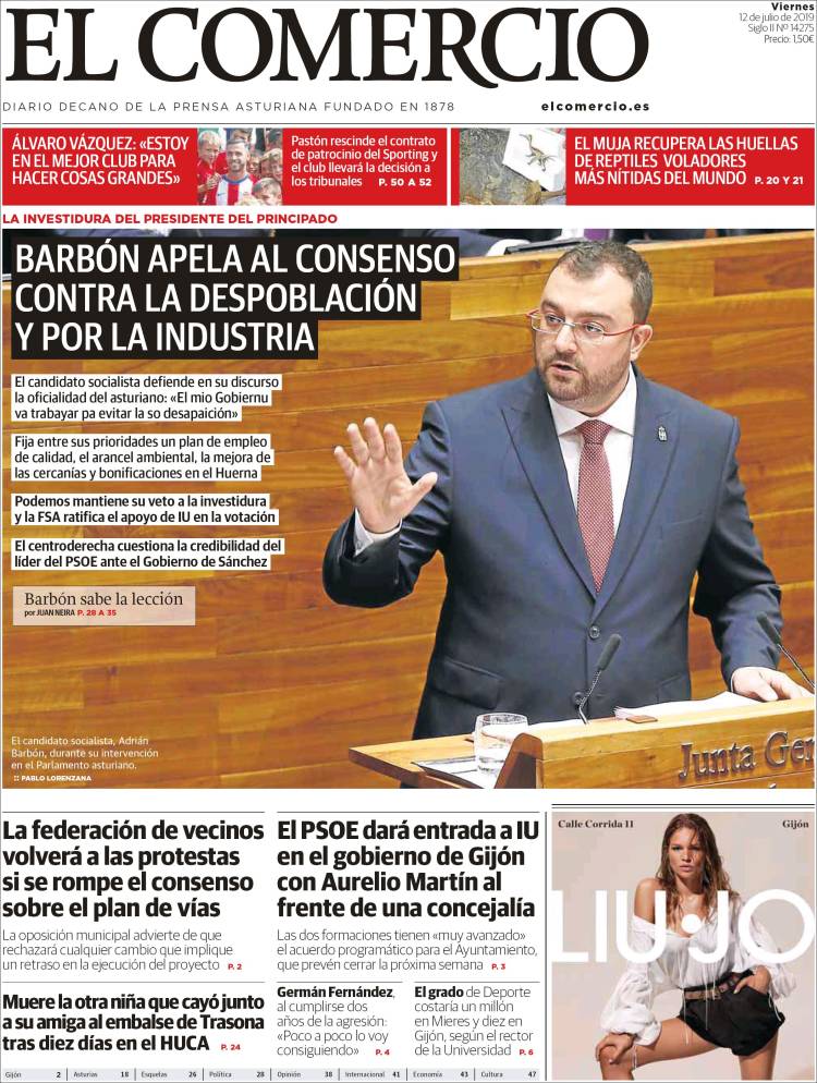 Portada de El Comercio - Gijón (Espa&ntilde;a)