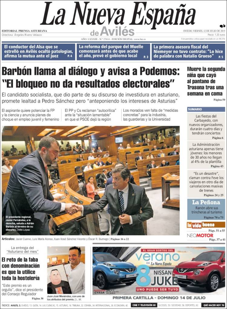 Portada de La Nueva España - Avilés (Espa&ntilde;a)