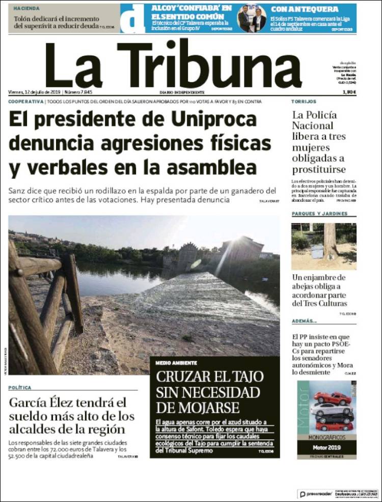 Portada de La Tribuna de Toledo (Espa&ntilde;a)