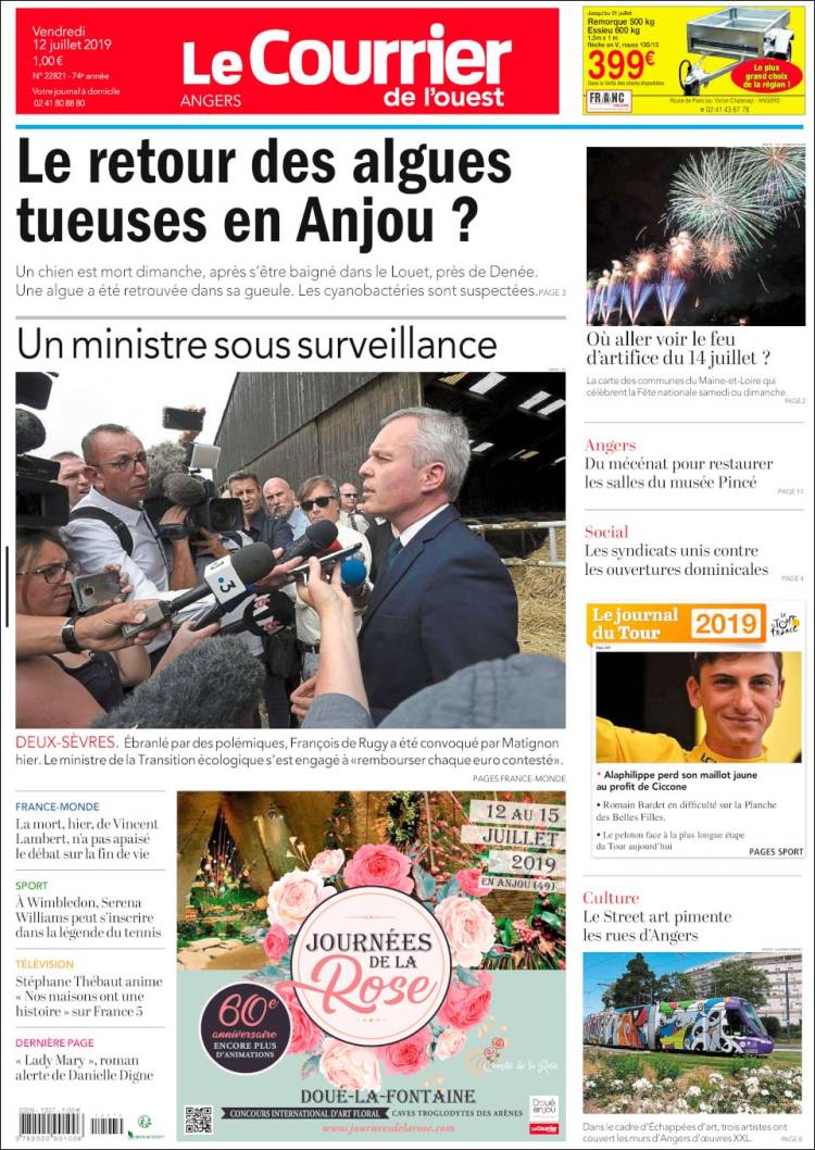 Portada de Le Courrier de l'Ouest (France)