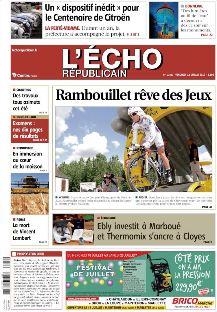 Portada de L'Echo Républicain (Francia)