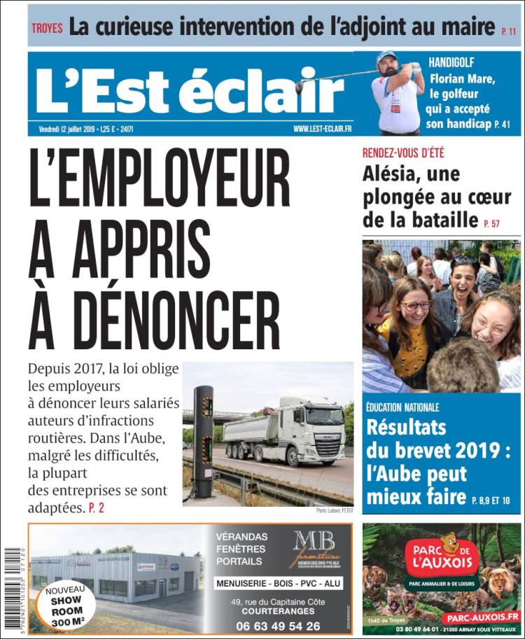 Portada de L'Est Eclair (Francia)