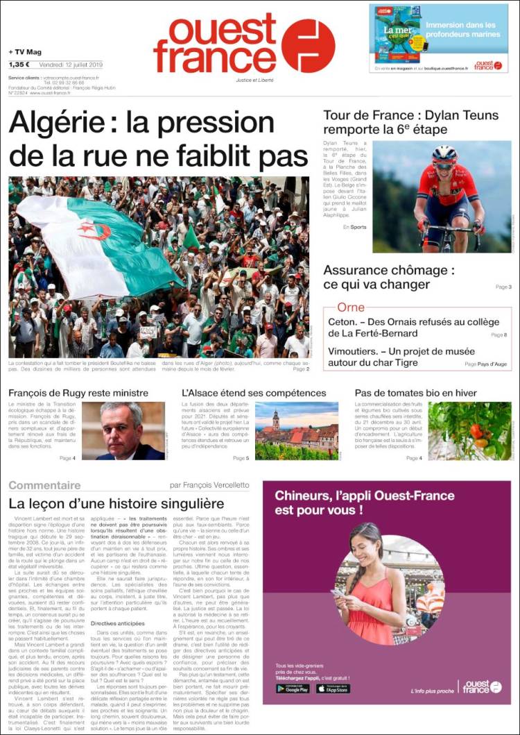 Portada de Ouest France (France)