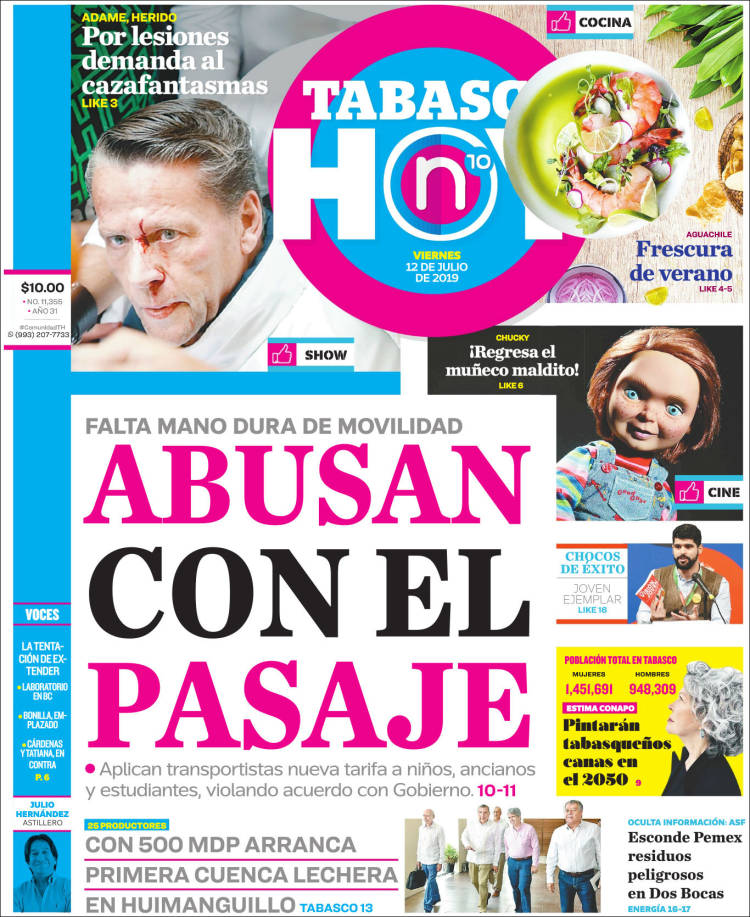 Portada de Tabasco Hoy (Mexique)