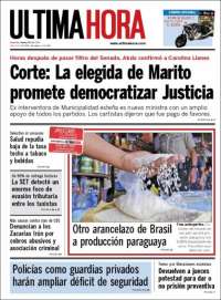 Portada de Última Hora (Paraguay)