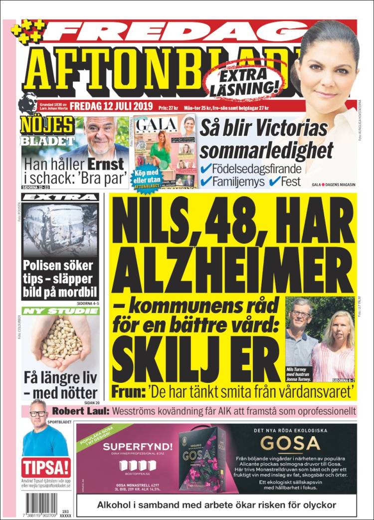 Portada de Aftonbladet (Suecia)