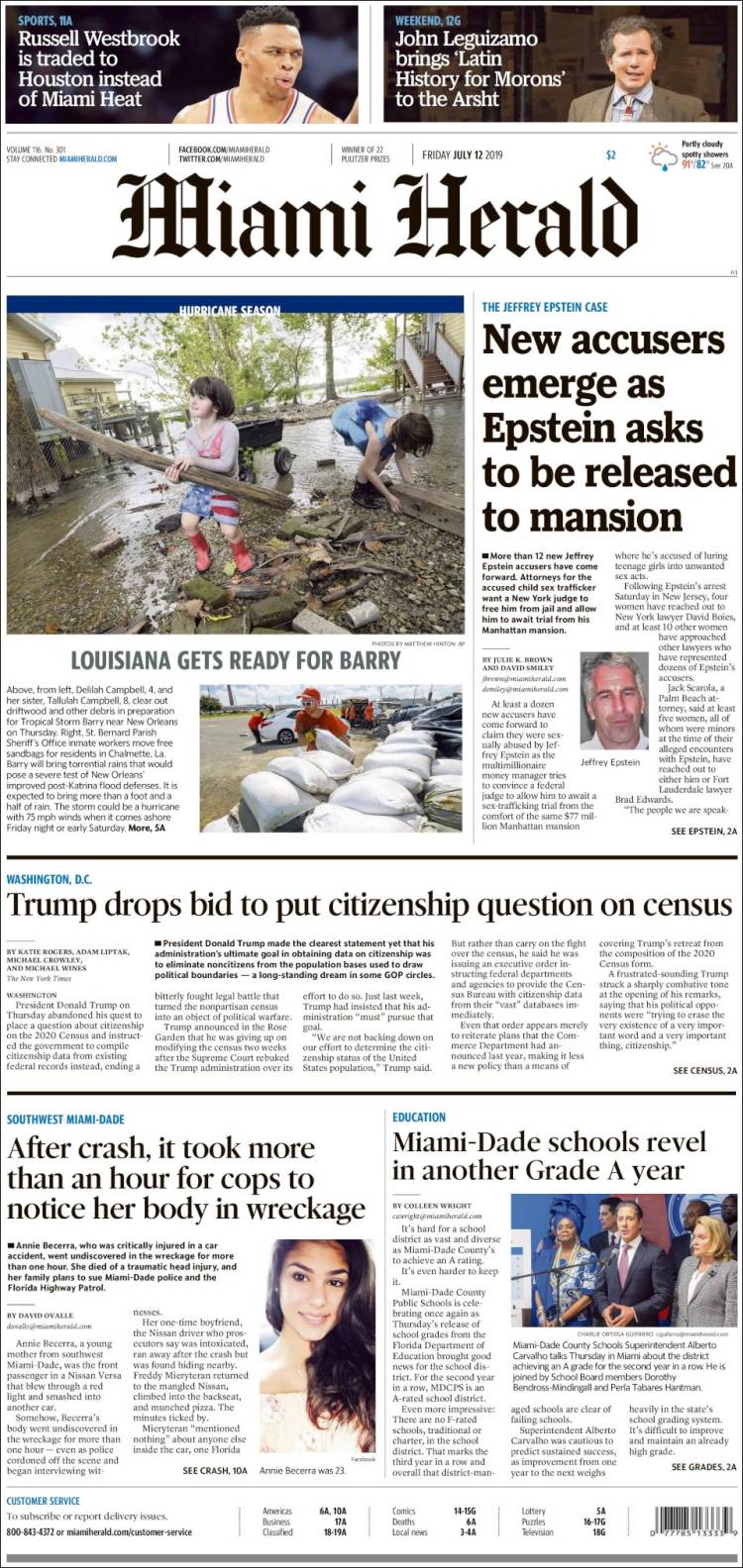 Portada de Miami Herald (USA)