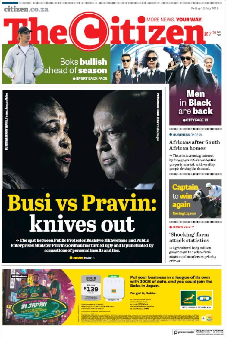 Portada de The Citizen (Sud&aacute;frica)