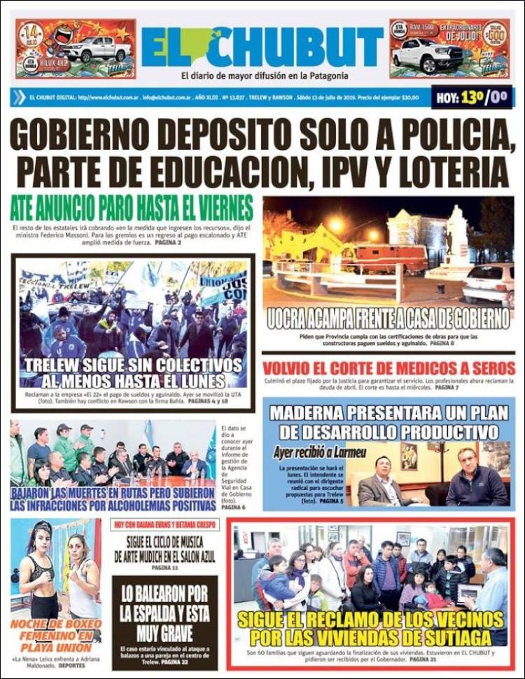 Portada de El Chubut (Argentina)