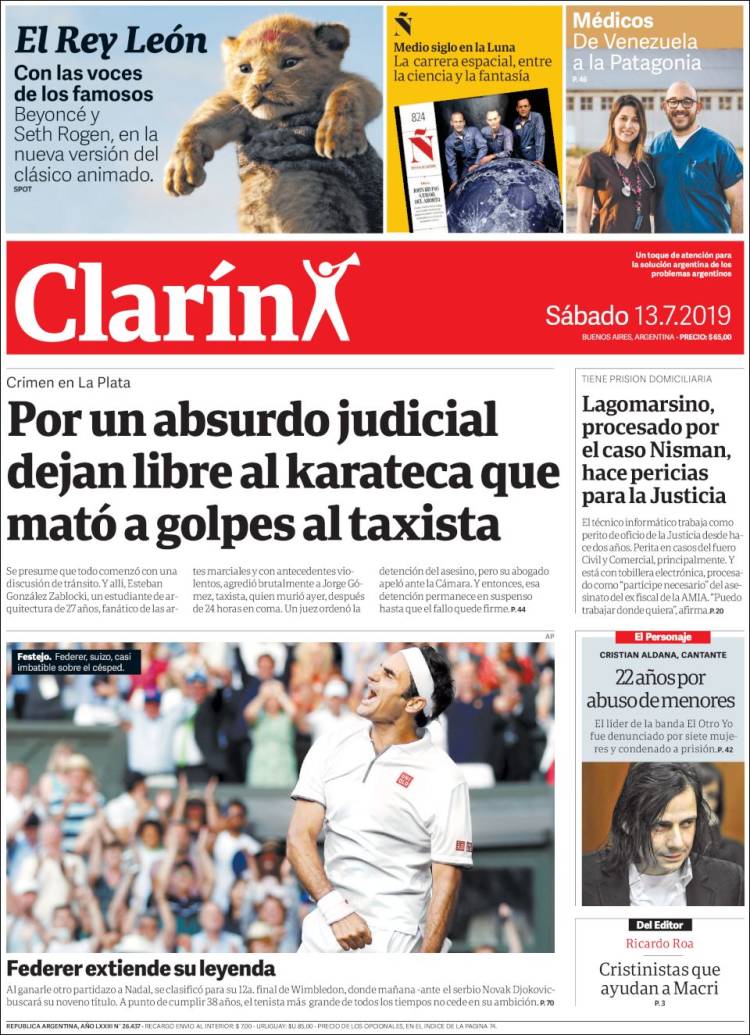 Portada de Clarín (Argentina)