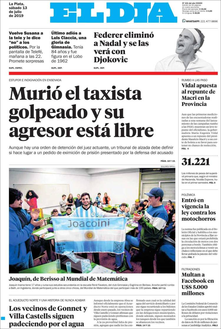 Portada de El Día de la Plata (Argentina)