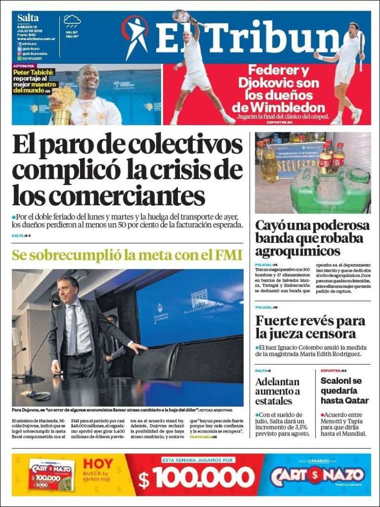 Portada de El Tribuno - Salta (Argentina)