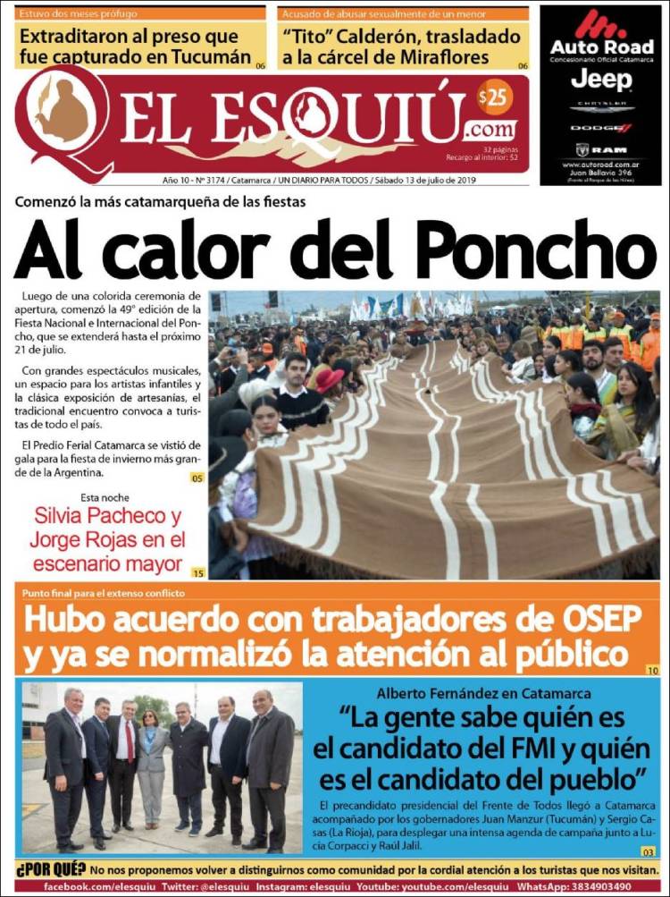 Portada de El Esquiu (Argentina)