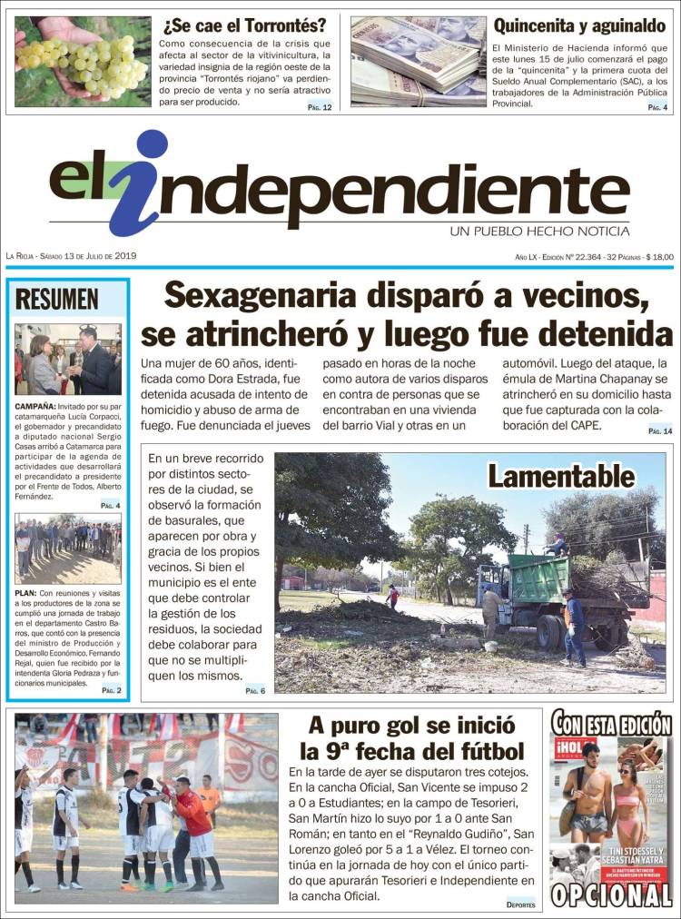 Portada de El Independiente (Argentina)