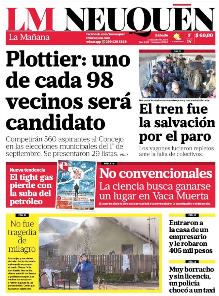 Portada de La Mañanade Neuquén (Argentina)