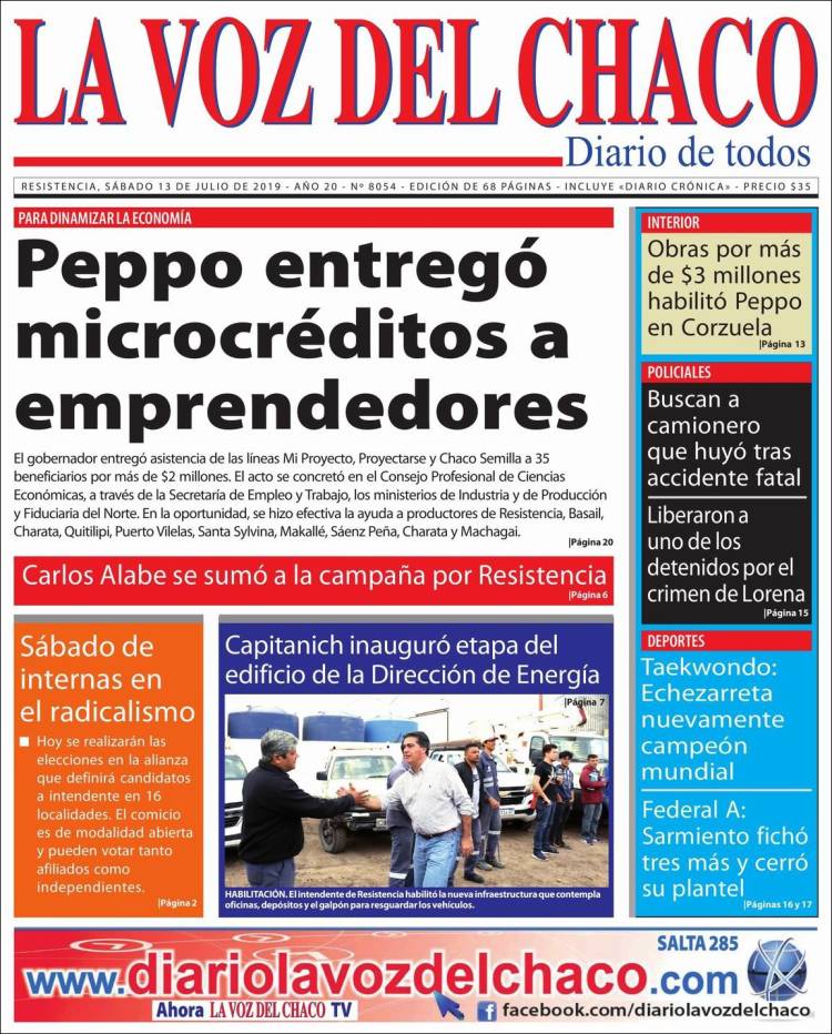 Portada de La Voz del Chaco (Argentina)