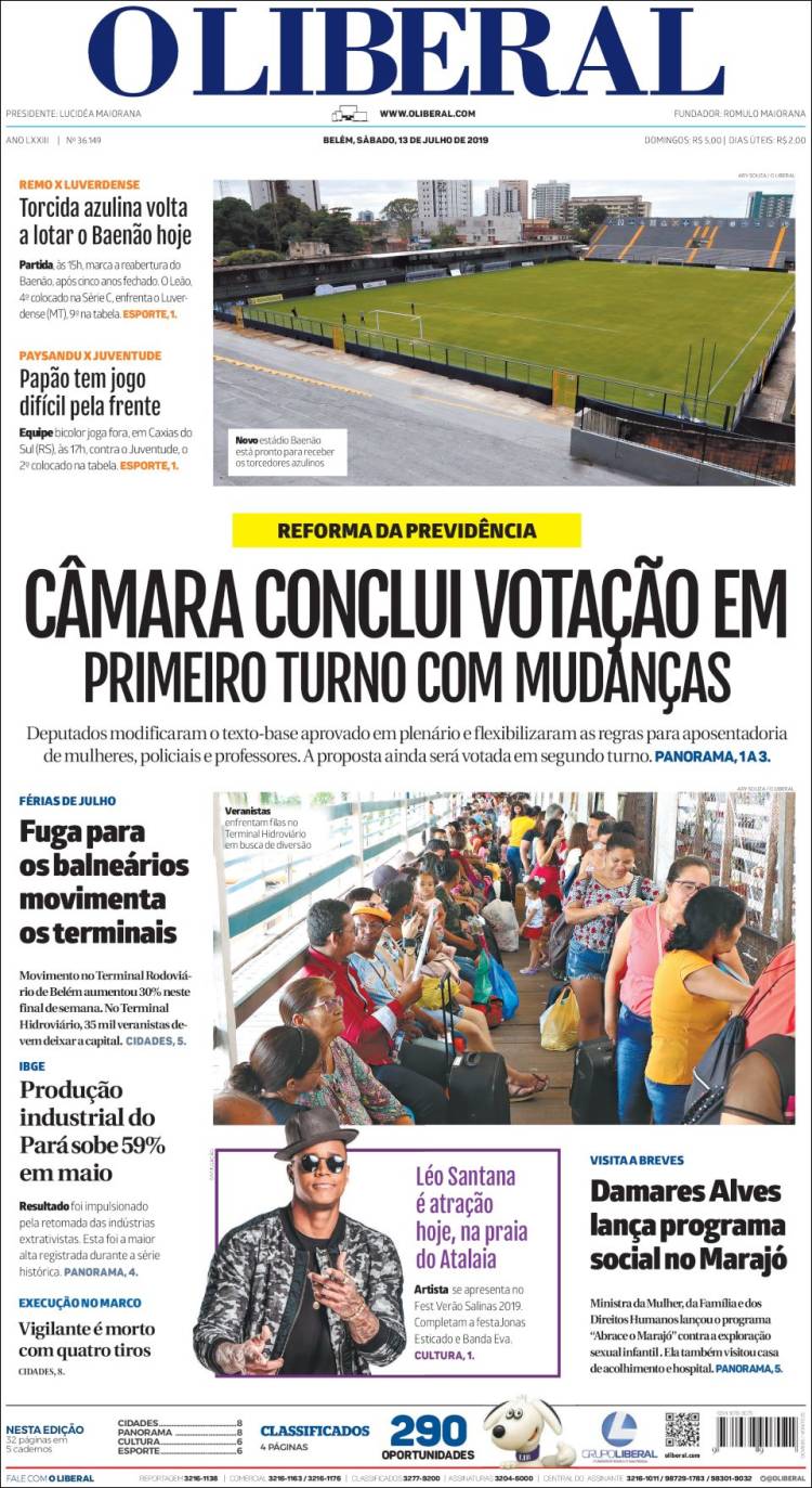 Portada de O Liberal (Brasil)