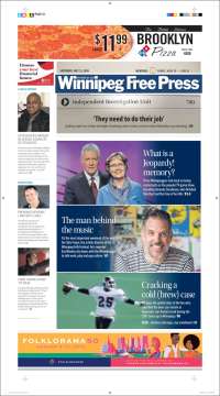 Portada de Winnipeg Free Press (Canadá)