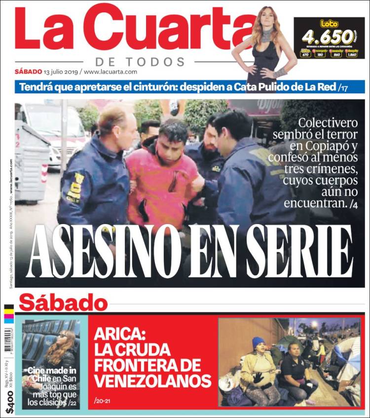 Portada de La Cuarta (Chile)