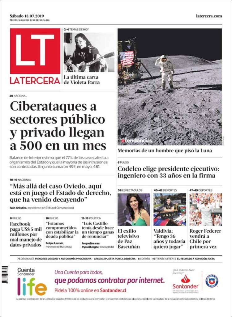 Portada de La Tercera (Chile)
