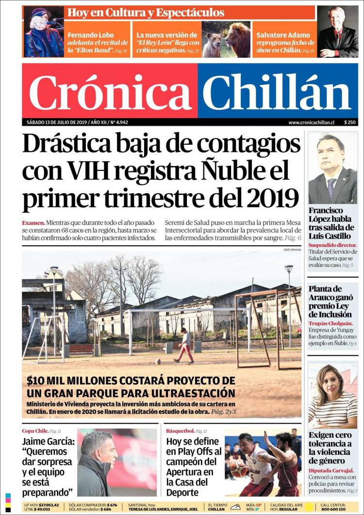Portada de Crónica Chillán (Chile)