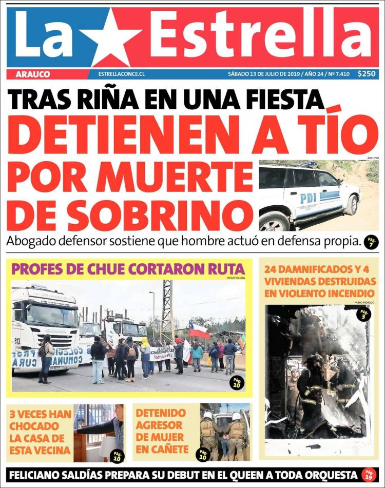 Portada de La Estrella de Concepción (Chile)