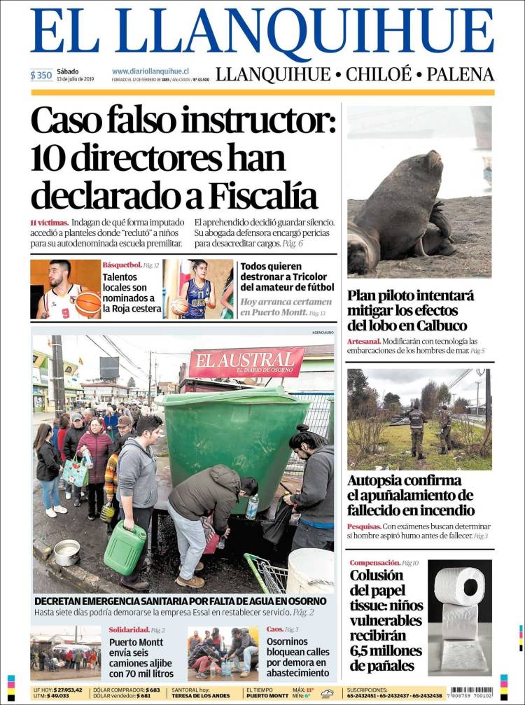 Portada de El Llanquihue (Chile)