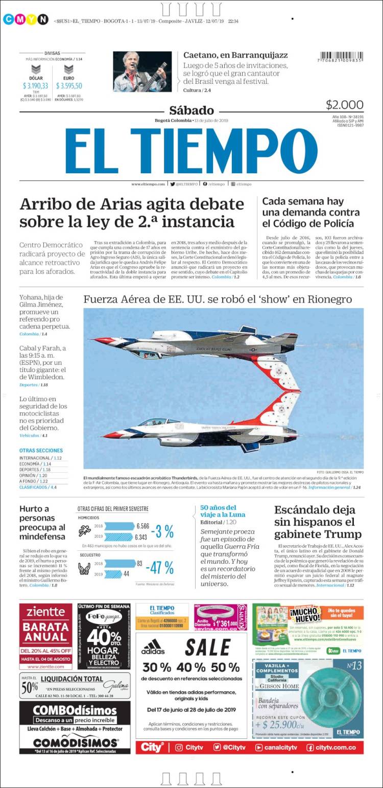 Portada de El Tiempo (Colombia)