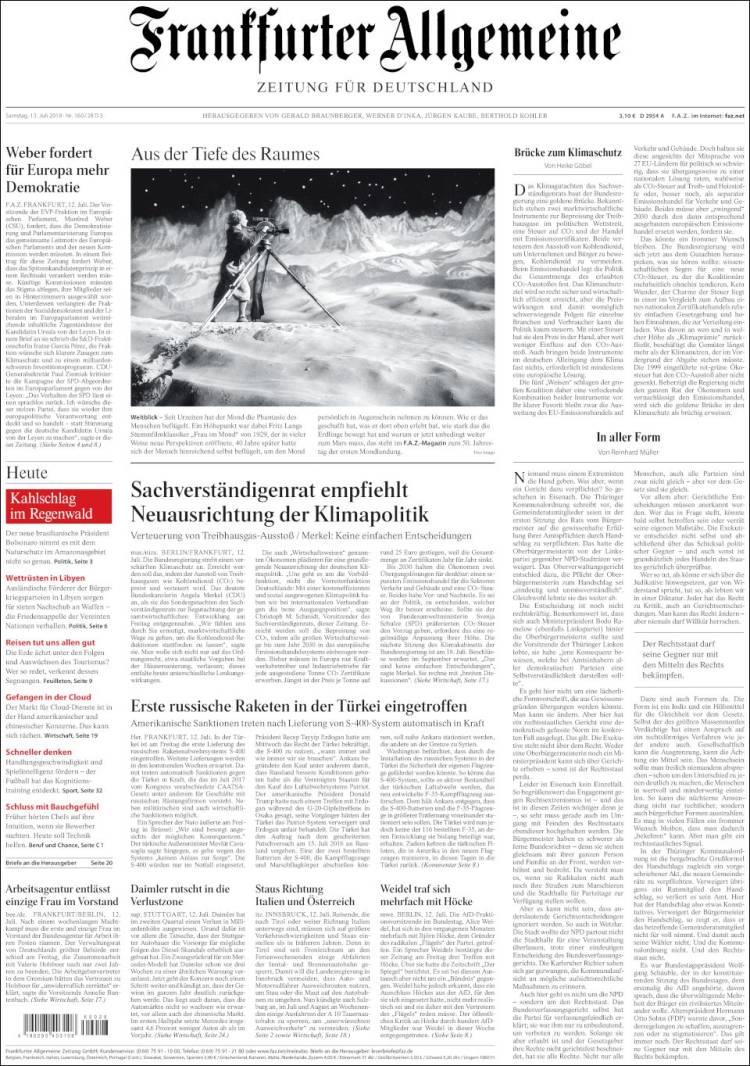 Portada de Frankfurter Allgemeine (Alemania)