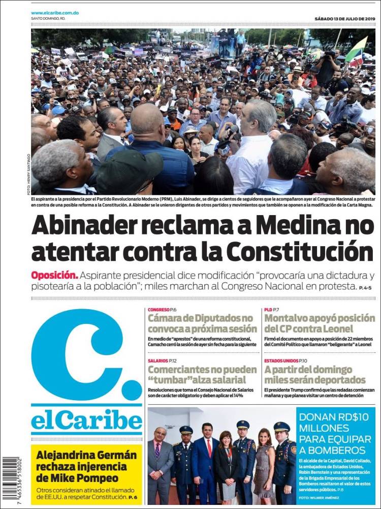 Portada de El Caribe (R. Dominicana)