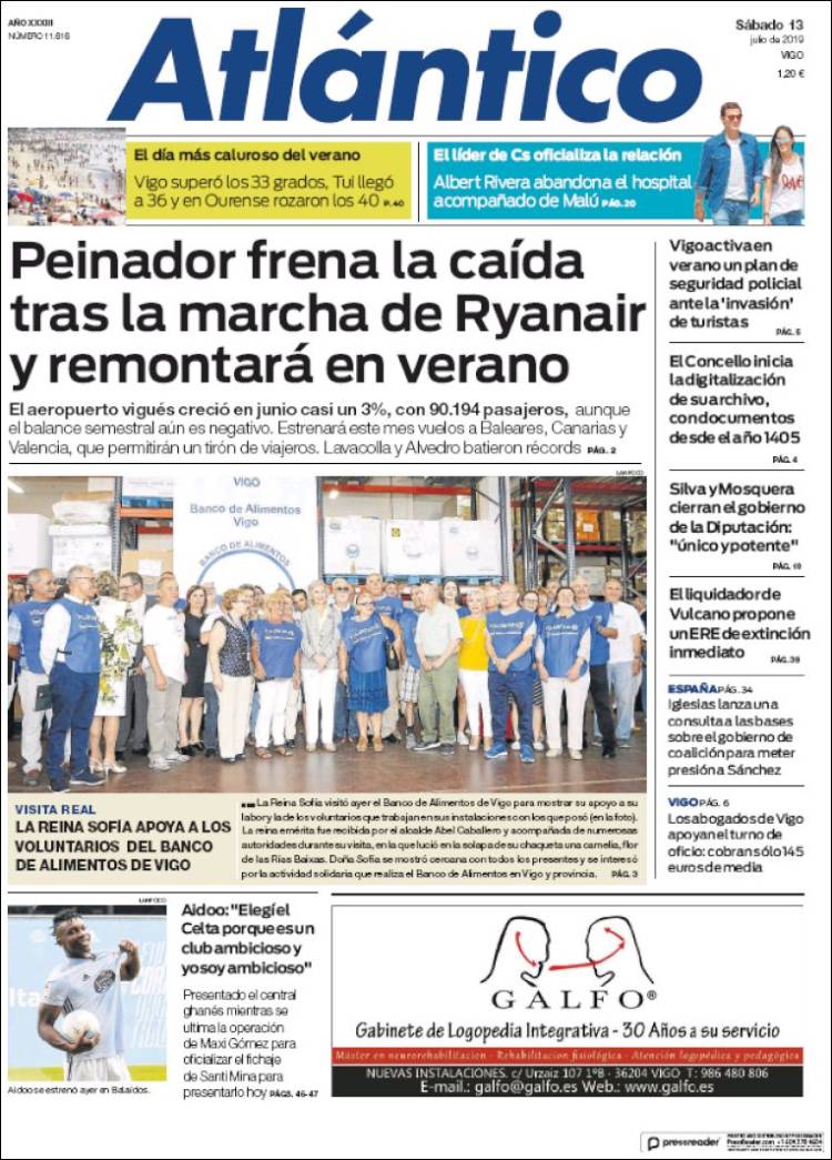 Portada de Atlántico Diario (España)