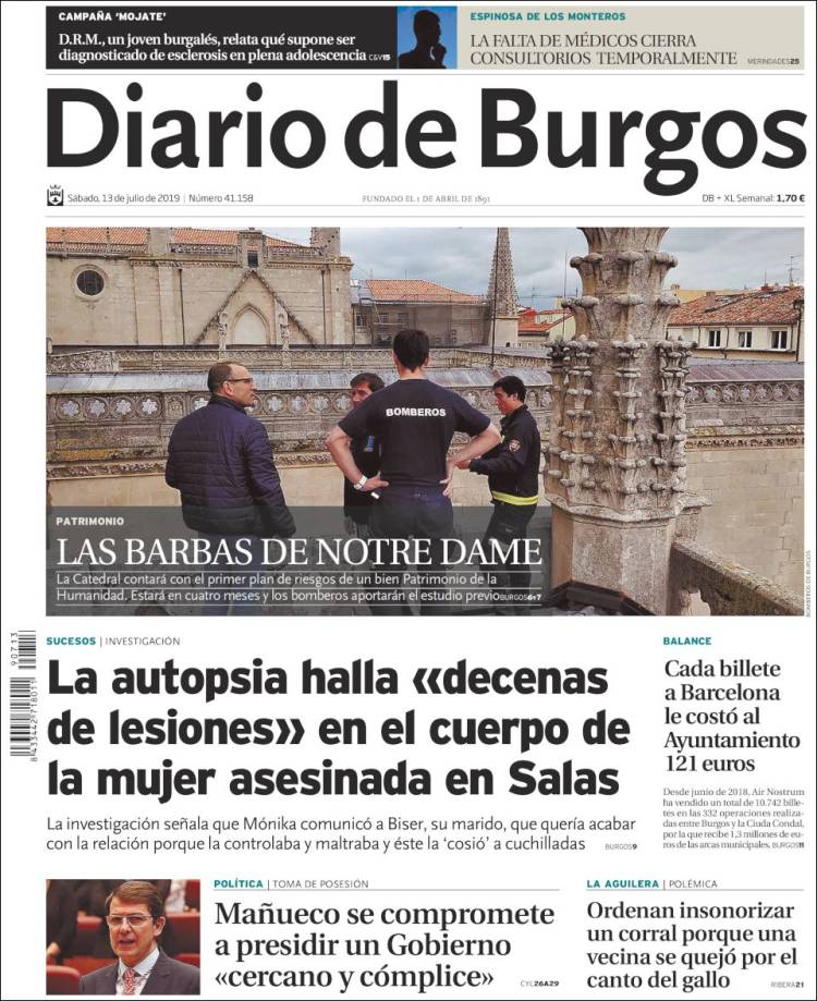 Portada de Diario de Burgos (España)