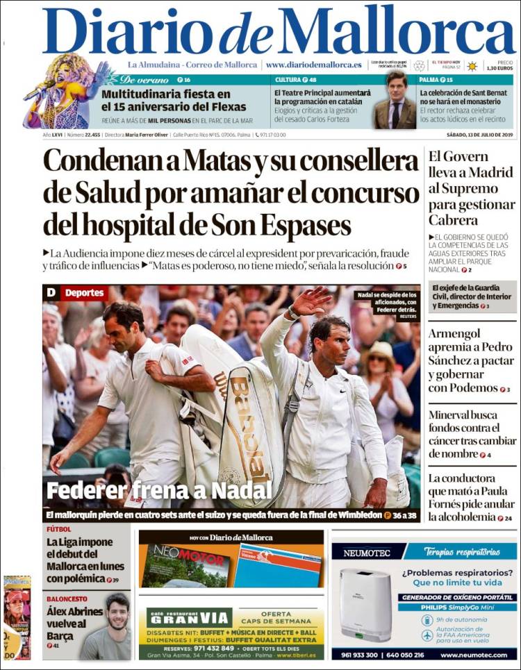 Portada de Diario de Mallorca (España)