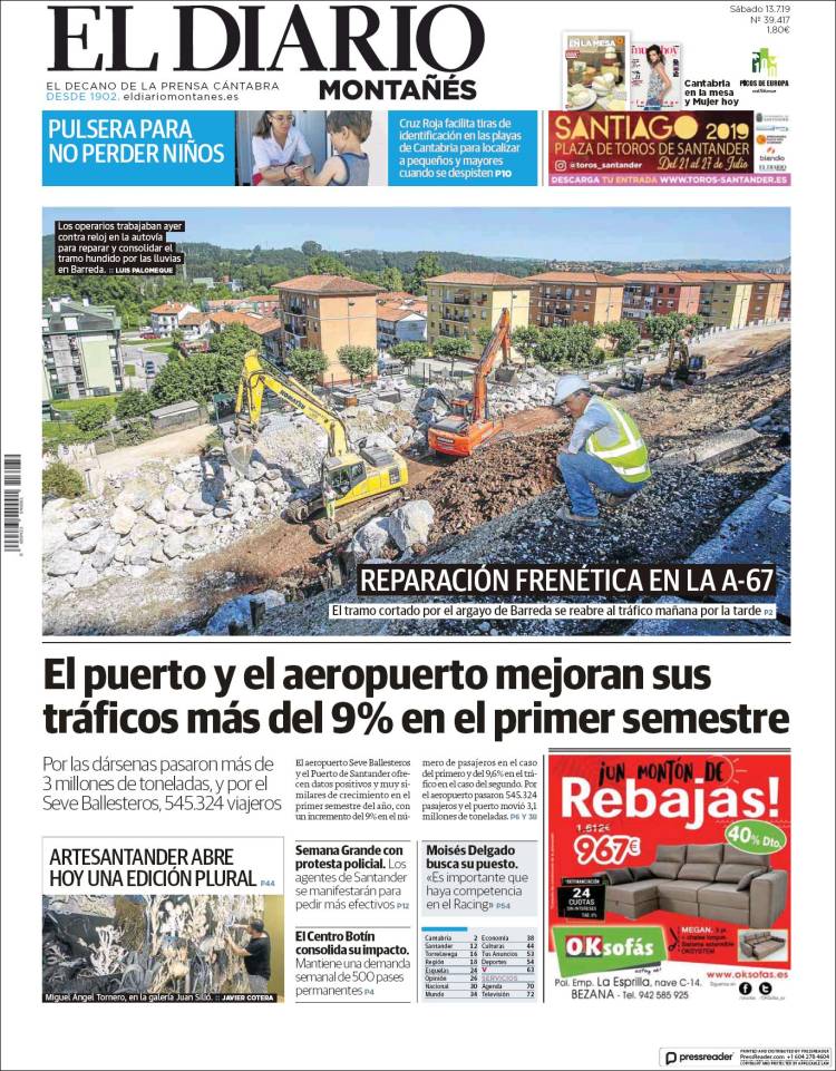 Portada de El Diario Montañés (España)