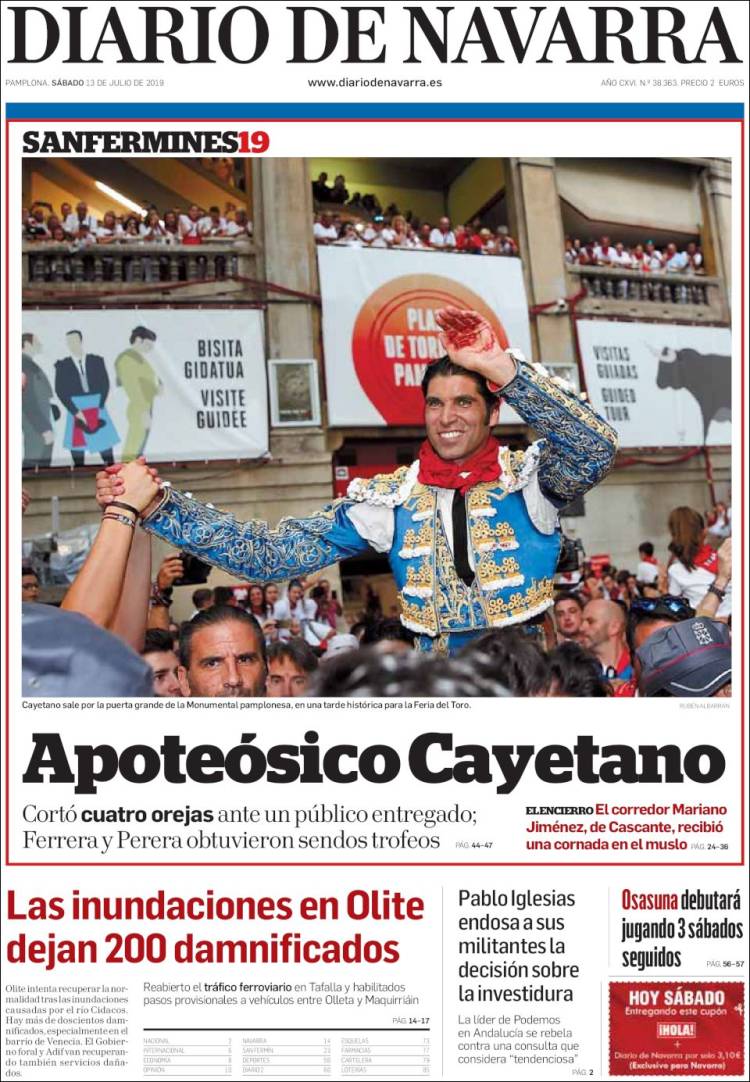 Portada de Diario de Navarra (España)