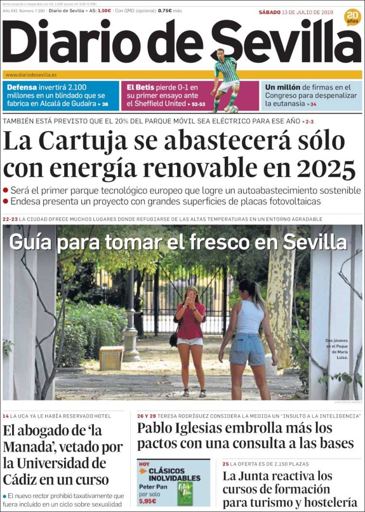 Portada de Diario de Sevilla (España)