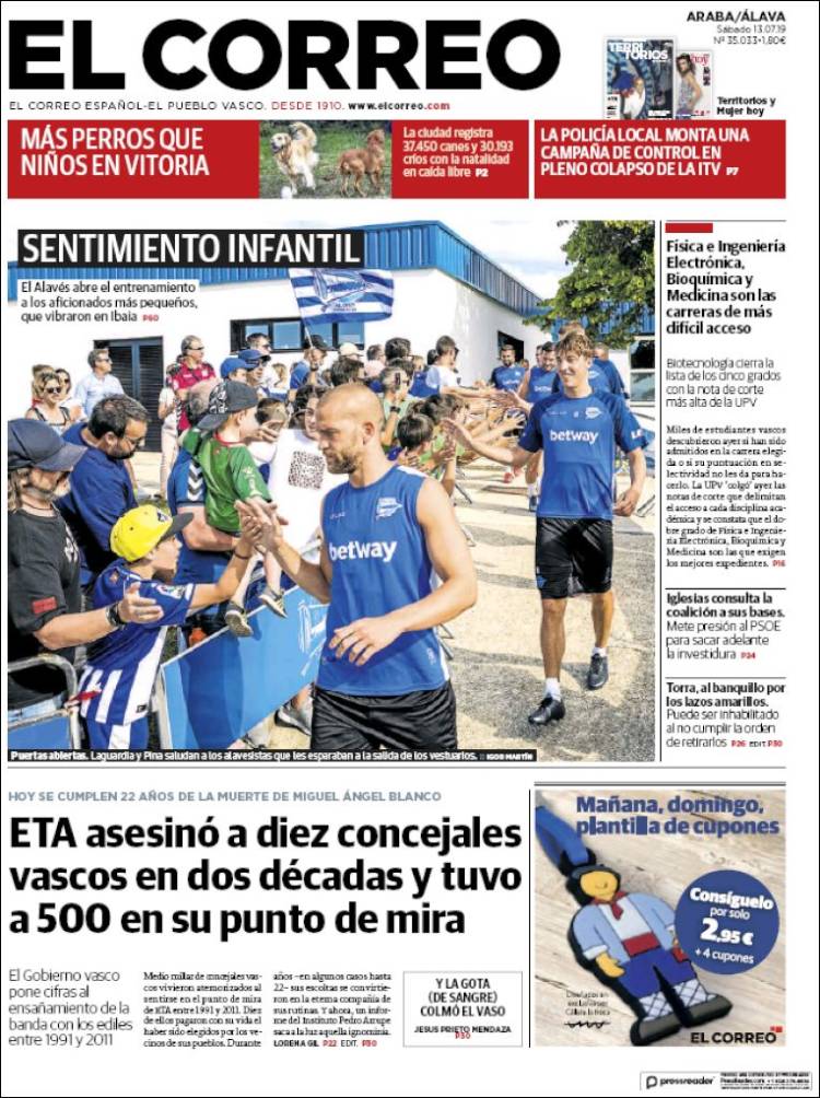 Portada de El Correo - Álava (España)