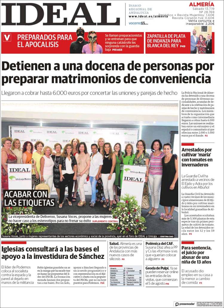 Portada de Ideal Almeria (España)