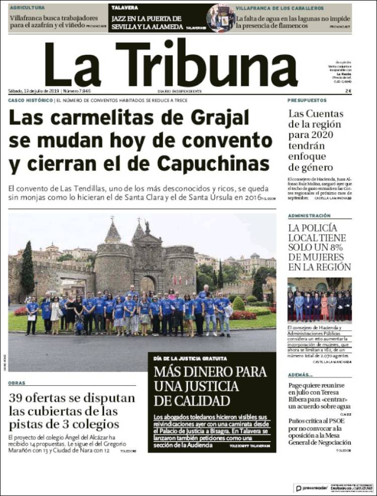 Portada de La Tribuna de Toledo (España)