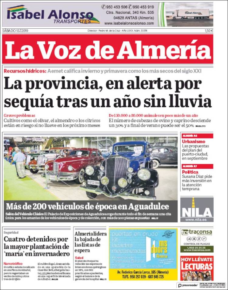 Portada de La Voz de Almería (España)