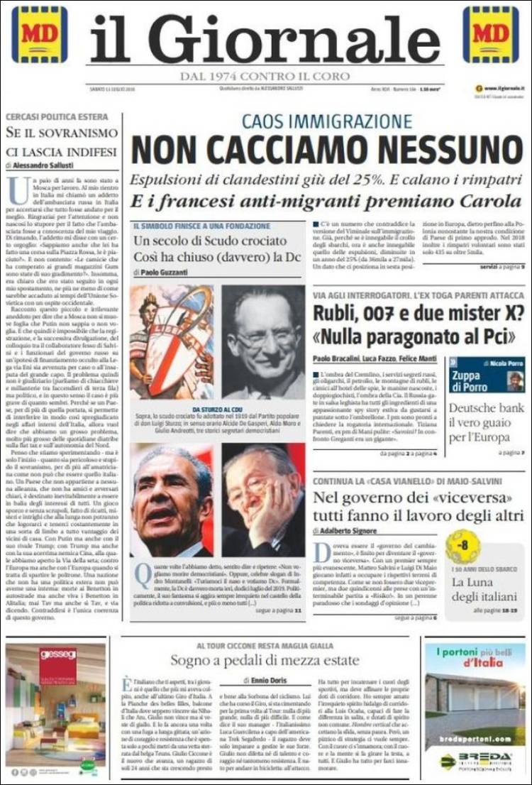 Portada de il Giornale (Italia)