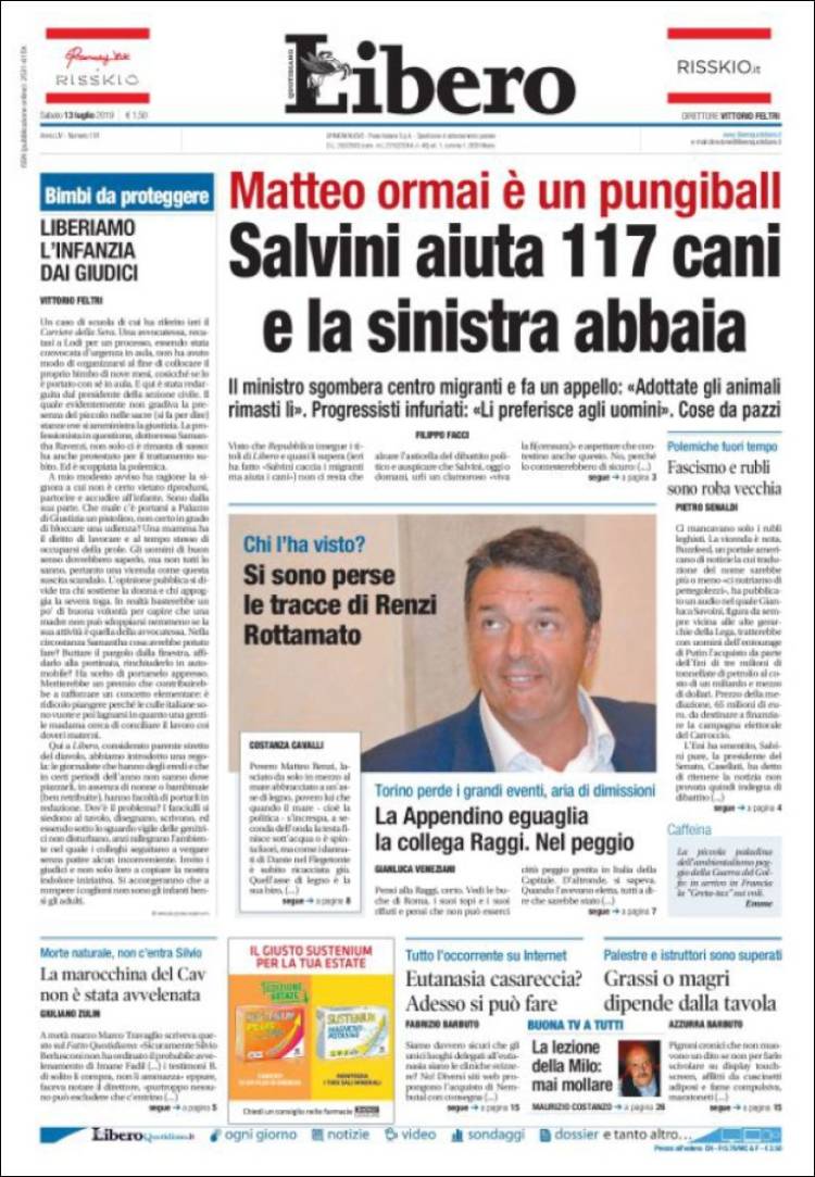 Portada de Libero (Italia)