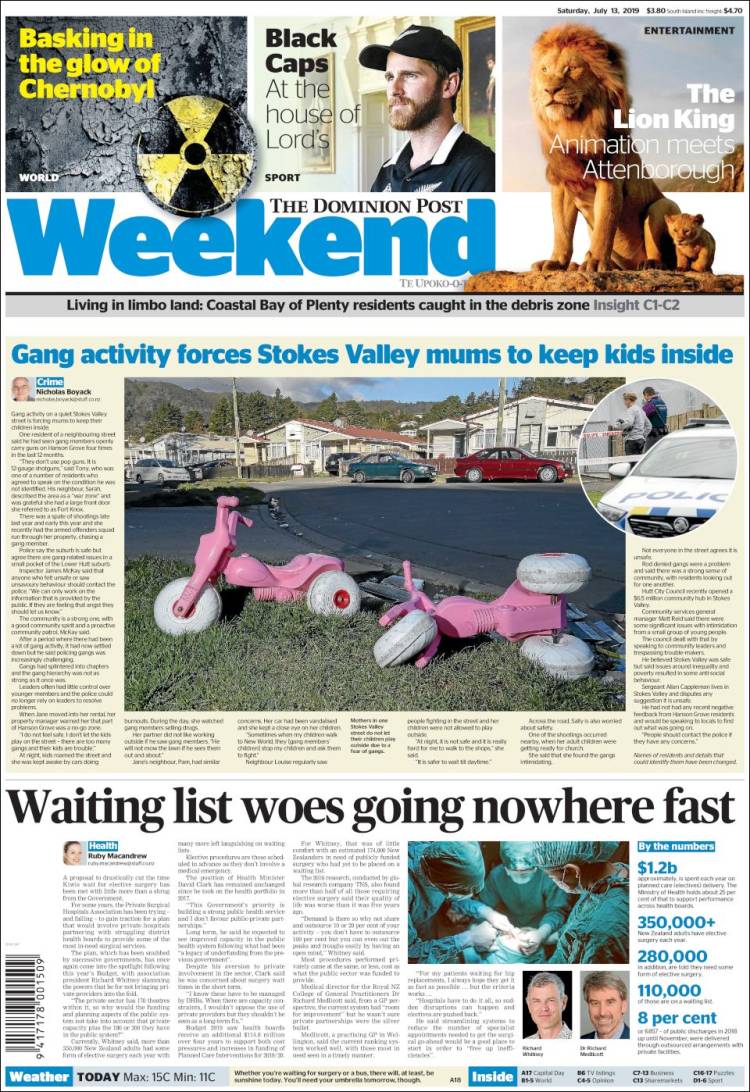 Portada de The Dominion Post (Nueva Zelanda)