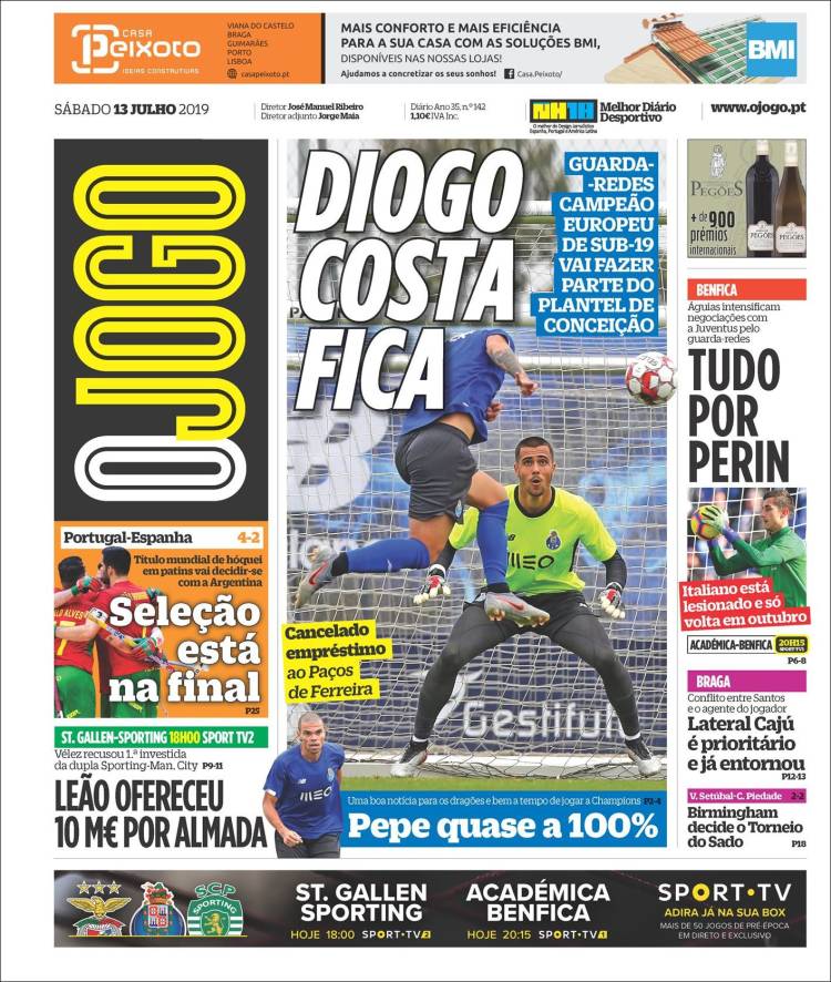 Portada de O Jogo (Portugal)